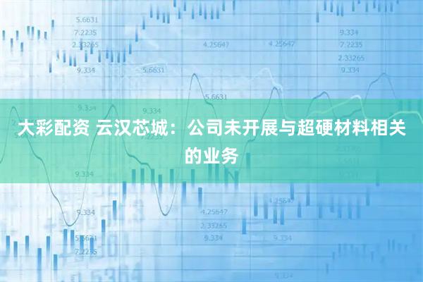 大彩配资 云汉芯城：公司未开展与超硬材料相关的业务