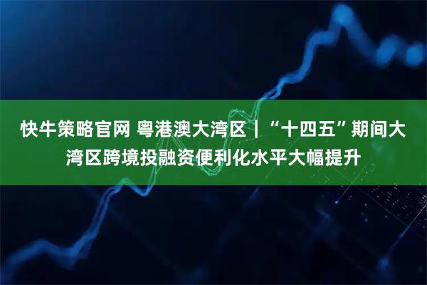 快牛策略官网 粤港澳大湾区｜“十四五”期间大湾区跨境投融资便利化水平大幅提升